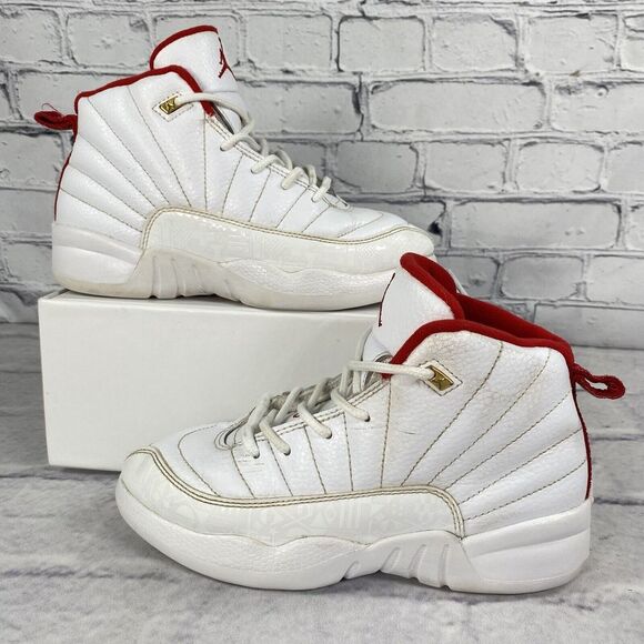 Jordan 12 XII Retro FIBA‎ White University Red 151186-107 Youth Size 1Y Sneakers - Picture 1 of 16